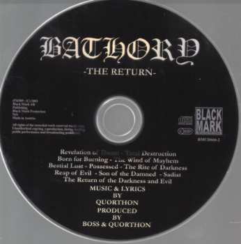 CD Bathory: The Return......