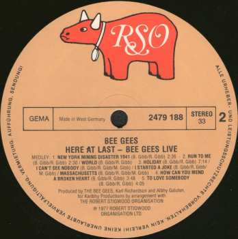 2LP Bee Gees: Here At Last... Bee Gees ...Live
