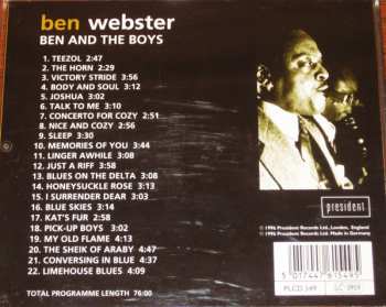 CD Ben Webster: Ben And The Boys