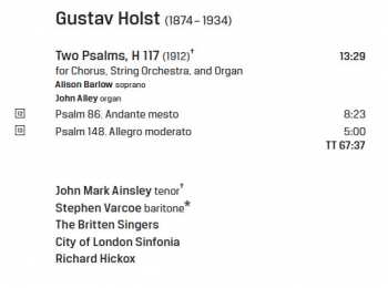 CD Gustav Holst: Works For Chorus And Orchestra