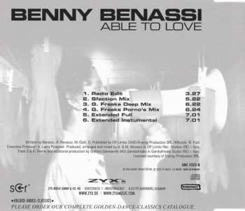 CD Benny Benassi: Able To Love