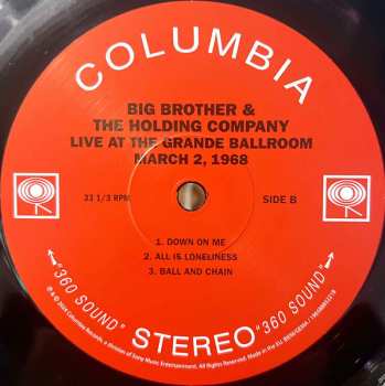 LP Big Brother & The Holding Company: Live At The Grande Ballroom, Detroit, Michigan, March 2, 1968 LTD