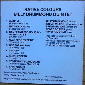 CD Billy Drummond Quintet: Native Colours
