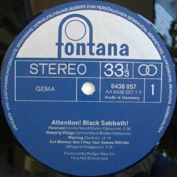 LP Black Sabbath: Attention! Black Sabbath!
