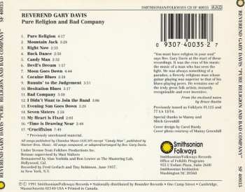 CD Blind Gary Davis: Pure Religion And Bad Company