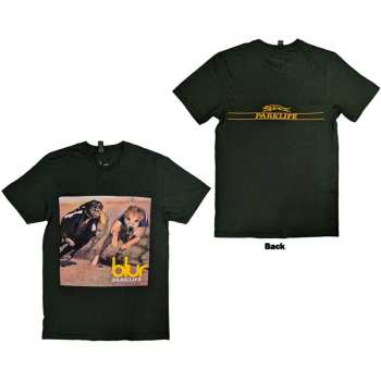 Merch Blur: Blur Unisex T-shirt: Parklife Album (green) (back Print) (small) S