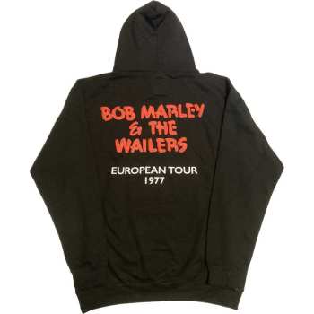 Merch Bob Marley & The Wailers: Bob Marley Unisex Pullover Hoodie: Exodus Wailers European Tour '77 (back Print & Hi-build) (large) L