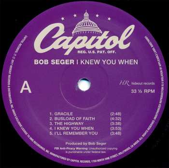 LP Bob Seger: I Knew You When 