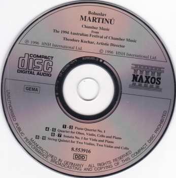 CD Bohuslav Martinů: Chamber Music (Oboe Quartet • Viola Sonata No. 1 • String Quintet • Piano Quartet No. 1)