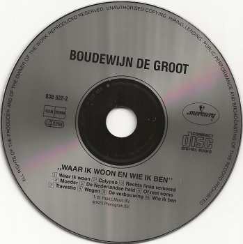 CD Boudewijn De Groot: Waar Ik Woon En Wie Ik Ben