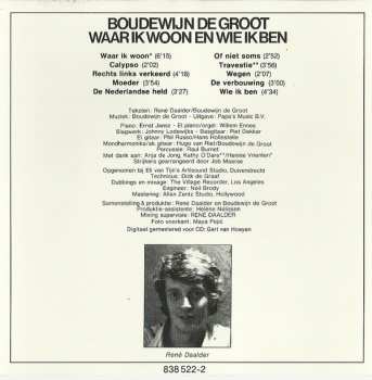 CD Boudewijn De Groot: Waar Ik Woon En Wie Ik Ben