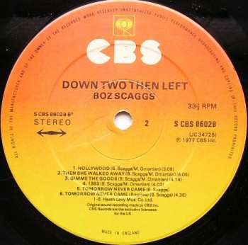LP Boz Scaggs: Down Two Then Left