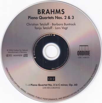 2CD Johannes Brahms: Piano Quartets Nos. 2 & 3