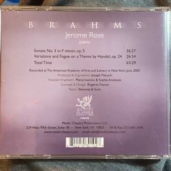 CD Johannes Brahms: Sonata No. 3 F Minor & Handel Variations
