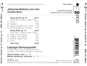 CD Johannes Brahms: String Sextet Op. 18 B Flat Major / String Quartet Op. 67 B Flat Major