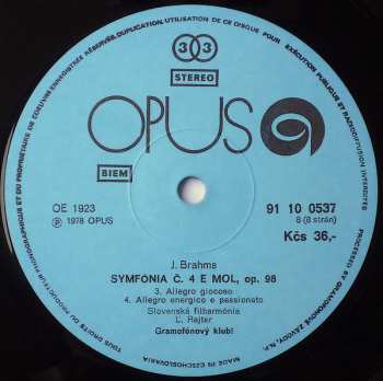 4LP/Box Set Johannes Brahms: Symfónie · Sinfonien I-IV