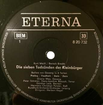 LP Kurt Weill: Die 7 Todsünden Der Kleinbürger