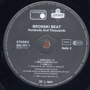 LP Bronski Beat: Hundreds & Thousands