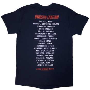 Merch Bruce Springsteen: Bruce Springsteen Unisex T-shirt: Tour '24 Guitar Photo (navy Blue) (back Print & Ex-tour) (small) S