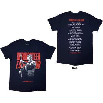 Merch Bruce Springsteen: Bruce Springsteen Unisex T-shirt: Tour '24 Guitar Photo (navy Blue) (back Print & Ex-tour) (small) S