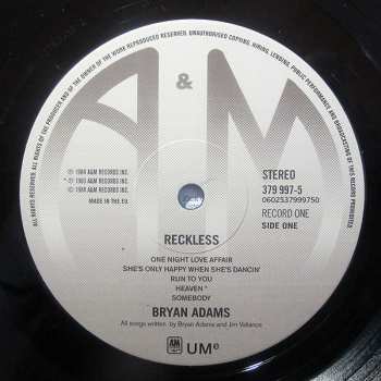 2LP Bryan Adams: Reckless