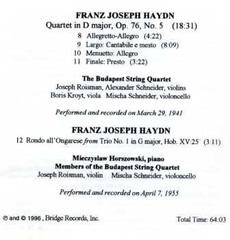 CD Budapest String Quartet: Haydn / Beethoven