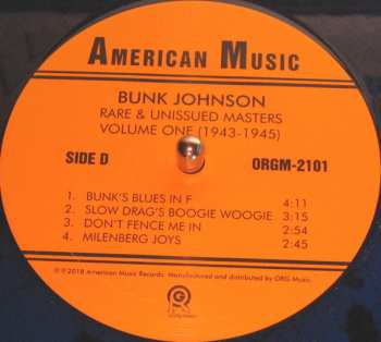 2LP Bunk Johnson: Rare And Unissued Masters Volume One (1943-1945) LTD | CLR