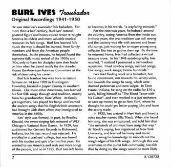 CD Burl Ives: Troubador - Original 1941-1950 Recordings