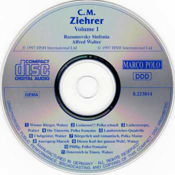 CD Carl Michael Ziehrer: Selected Dances And Marches Vol. 1
