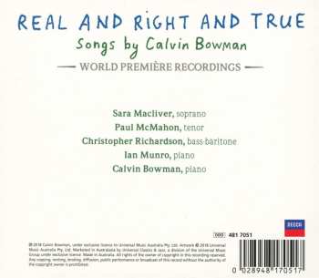 2CD Calvin Bowman: Real And Right And True