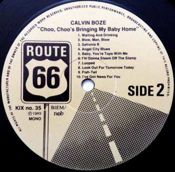 LP Calvin Boze: Choo, Choo's Bringing My Baby Home