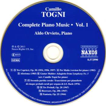 CD Aldo Orvieto: Complete Piano Music 1