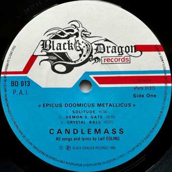 LP Candlemass: Epicus Doomicus Metallicus - Clear Vinyl