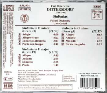 CD Carl Ditters von Dittersdorf: Sinfonia In D Minor / Sinfonia In F Major / Sinfonia In G Minor