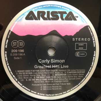 LP Carly Simon: Greatest Hits Live