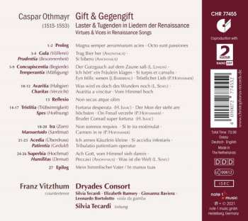 CD Franz Vitzthum: Gift & Gegengift: Laster & Tugenden In Liedem Der Renaissance