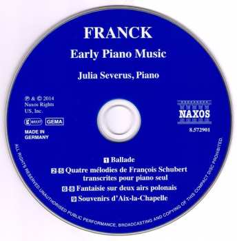 CD César Franck: Early Piano Music