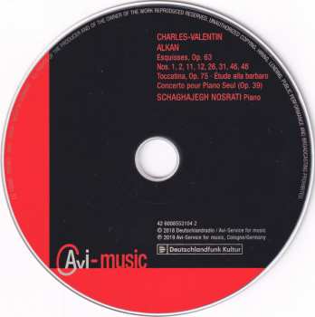 CD Charles-Valentin Alkan: Concerto Pour Piano Seul ∙ Esquisses ∙ Toccatina ∙ Étude Alla Barbaro DIGI