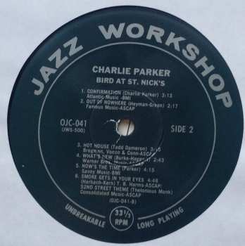 LP Charlie Parker: Bird At St. Nick's