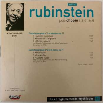 CD Frédéric Chopin: Arthur Rubinstein joue Chopin - concertos pour piano n° 1 et 2
