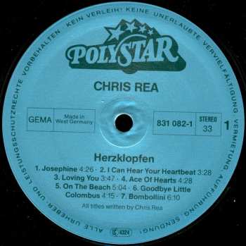 LP Chris Rea: Herzklopfen