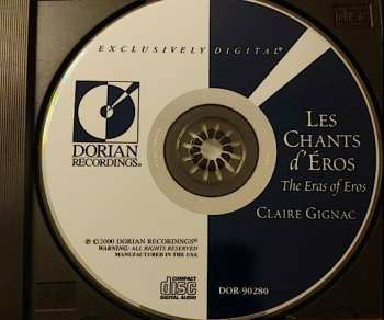 CD Claire Gignac: Les Chants D'Éros (The Era Of Eros)
