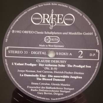 LP Dietrich Fischer-Dieskau: L'Enfant Prodigue • Der Verlorene Sohn • The Prodigal Son / La Damoiselle Elue • Die Auserwählte Jungfrau • The Blessed Damozel