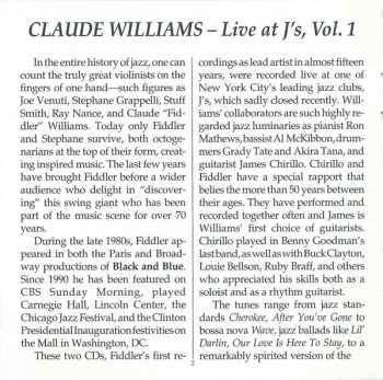 CD Claude Williams: Live At J's - Part 1