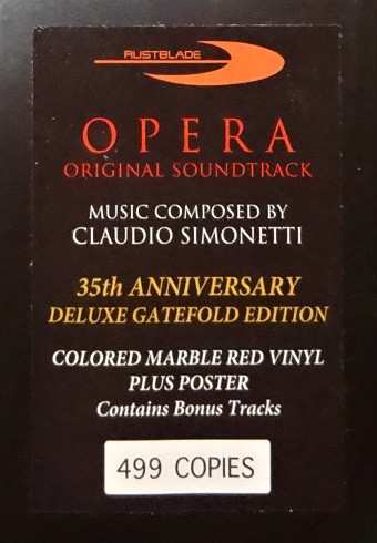 LP Claudio Simonetti: Dario Argento's Opera (Original Motion Picture Soundtrack) DLX | LTD | CLR