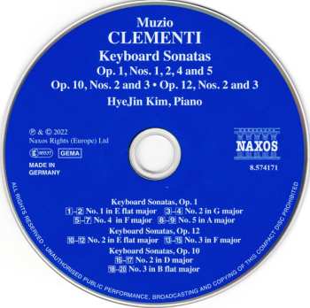CD Muzio Clementi: Keyboard Sonatas from Opp. 1, 10 & 12