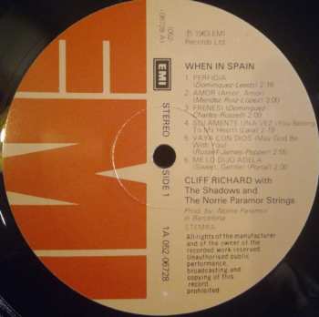 LP Cliff Richard & The Shadows: When In Spain