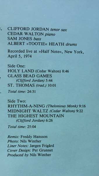 LP Clifford Jordan Quartet: Half Note