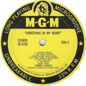 LP Connie Francis: Christmas In My Heart