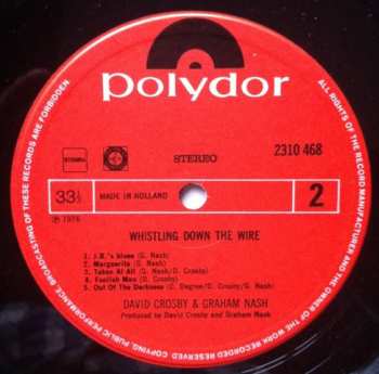 LP Crosby & Nash: Whistling Down The Wire